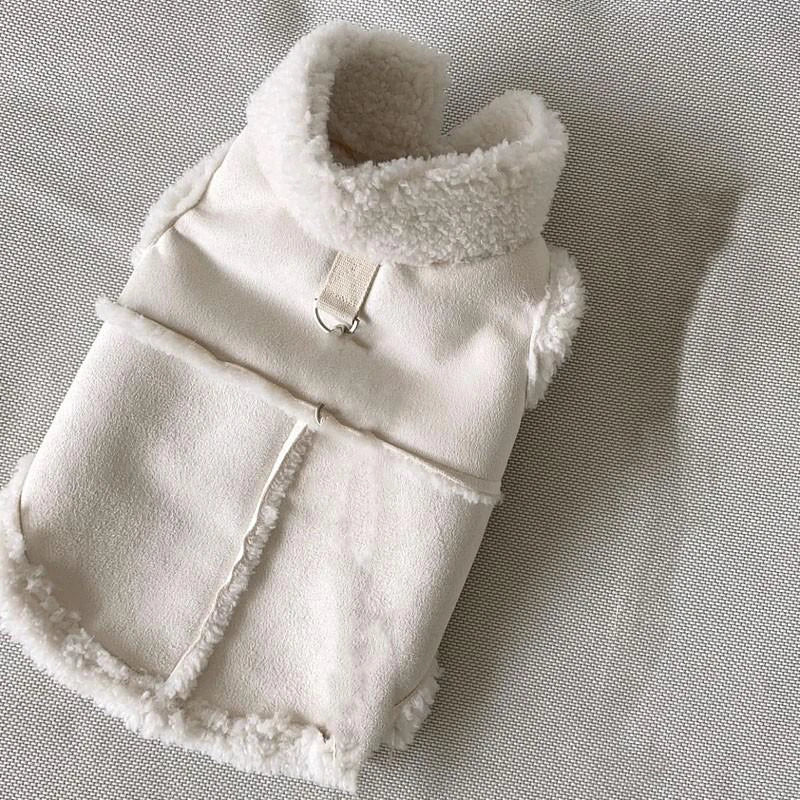 Classic Solid Color Dog Vest Autumn Winter Wool Warm Pet Small Medium-sized Jacket Warm Vest With Traction Buckle Velvet Clothes
