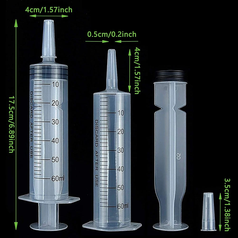 60ml Measuring Syringe Glue Filling Enema Syringe Nutrient Sterile Without Needle Watering Refilling for Industrial Hydroponics