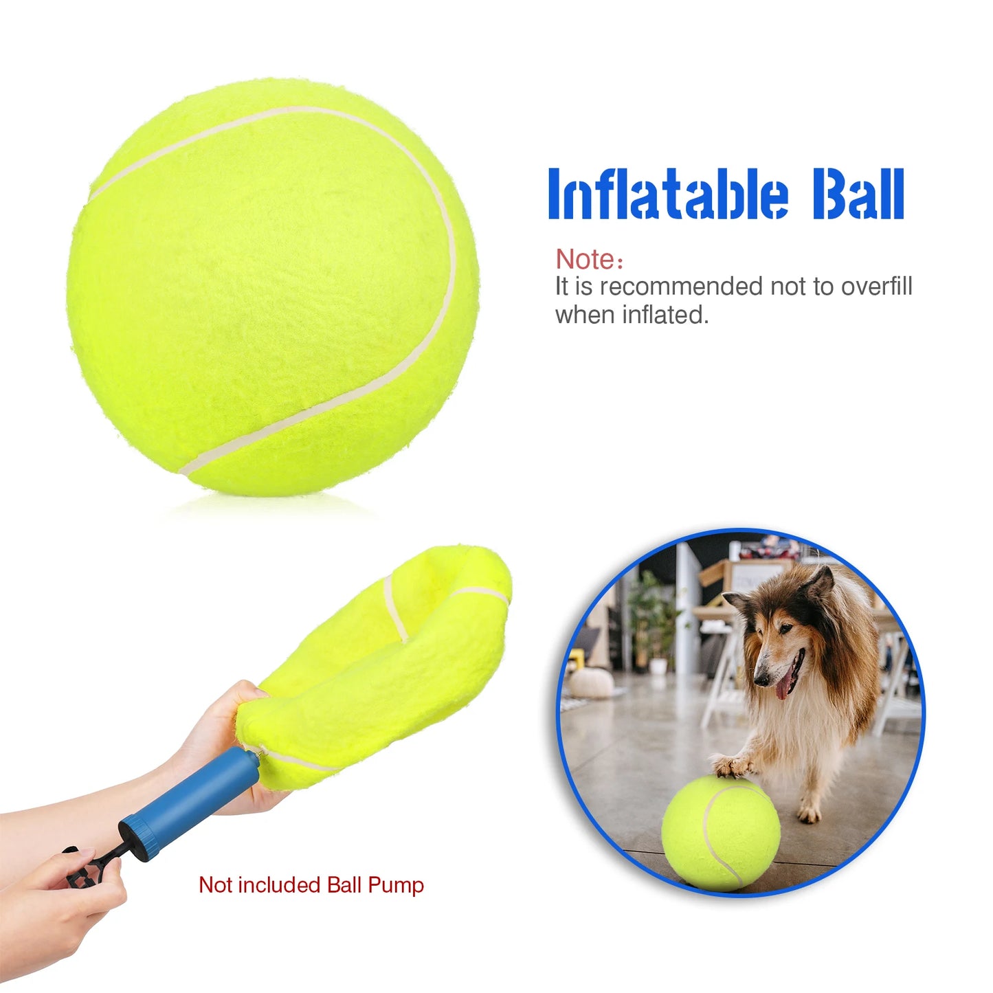 9.5 Inch Oversize Giant Tennis Balls Inflatable Tennis Ball Dog Toy Balls For Signature Children Adult Pets Dogs Cats Fun