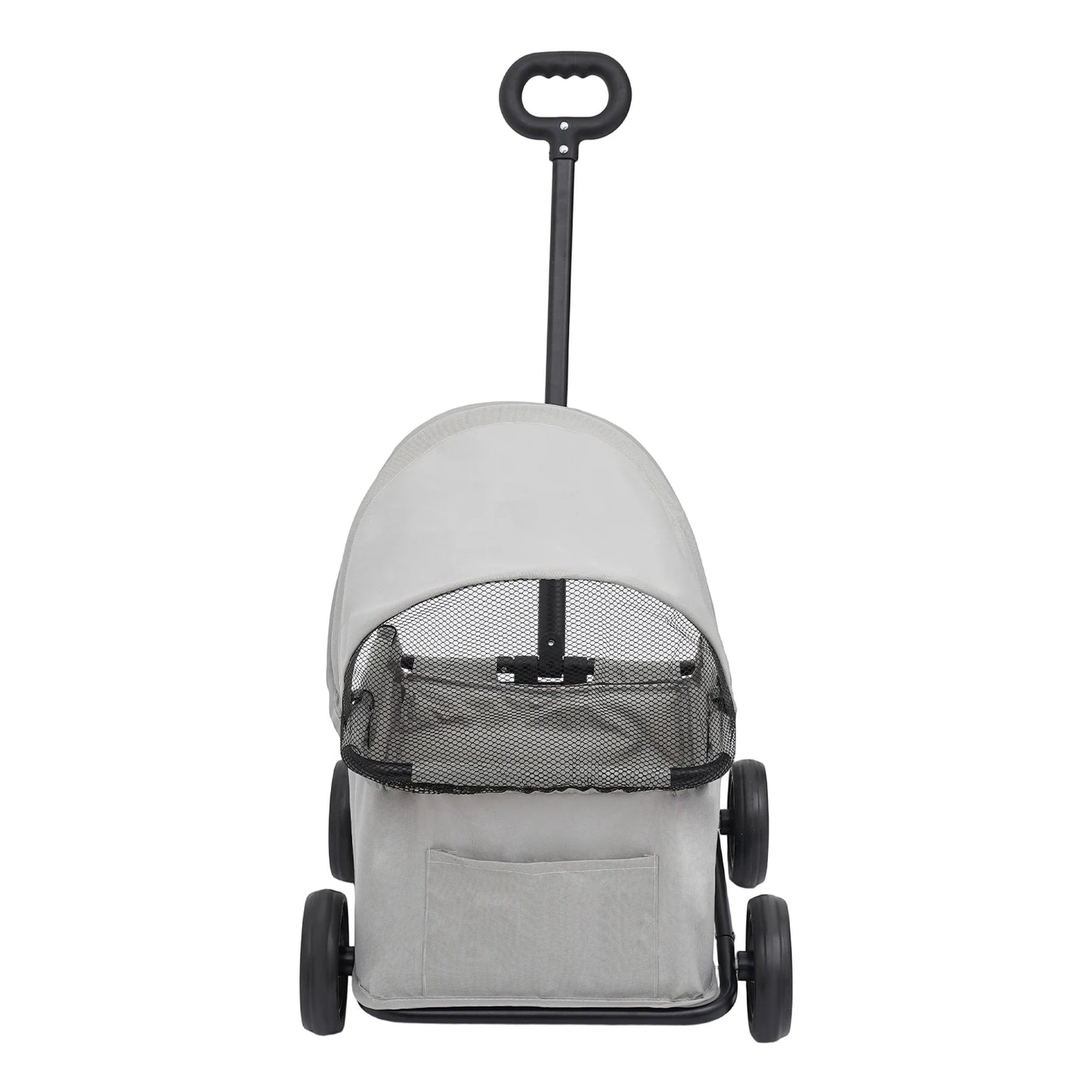 Pet Stroller for Shopping, Walking, 7kg/15.43lbs Load Capacity, Grey / Black Optional, Folding Cart with 4 Wheels for Small Dogs