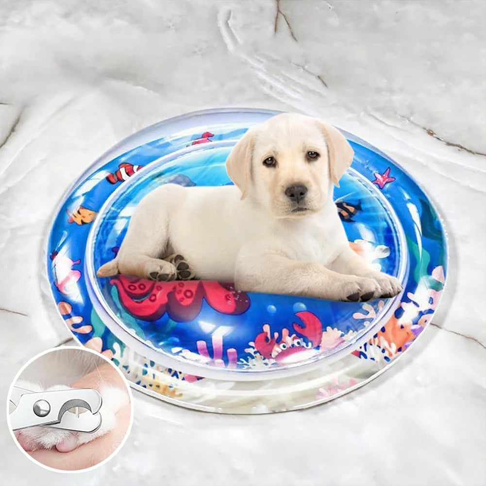 Interactive Sensory Play Mat with Air Pump Summer Cooling Pad Cat Water Sensor Play Mat for Indoor Cats