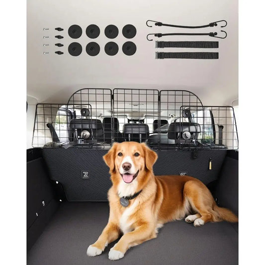Dog Car Barrier 36.6"-60" Adjustable Pet Divider Gate for trunk Cargo Area