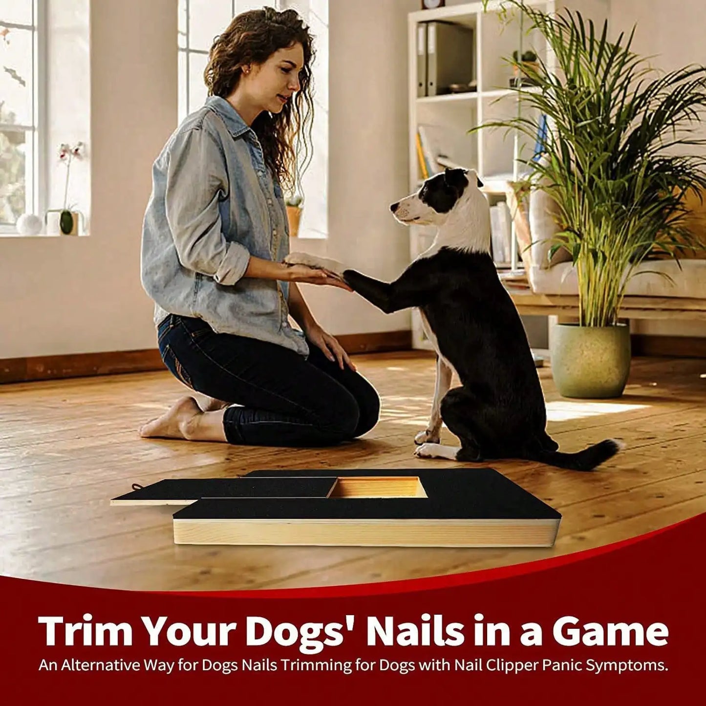 Nail Scratch Board Wood Scratch Pad for Nail Dogs with Treat Box Stress Free Dog Scratch Pad for Nails Nail File Board for Puppy