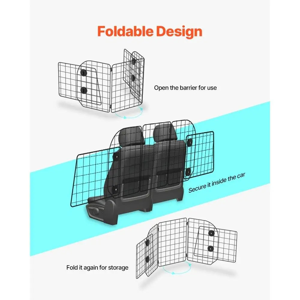 Dog Car Barrier 36.6"-60" Adjustable Pet Divider Gate for trunk Cargo Area