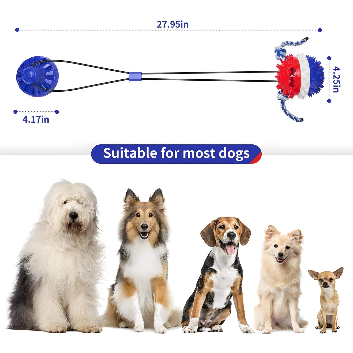 Heavy-Duty Suction Cup Tug Toy for Aggressive Chewers | Near-Indestructible Treat Dispensing Ball