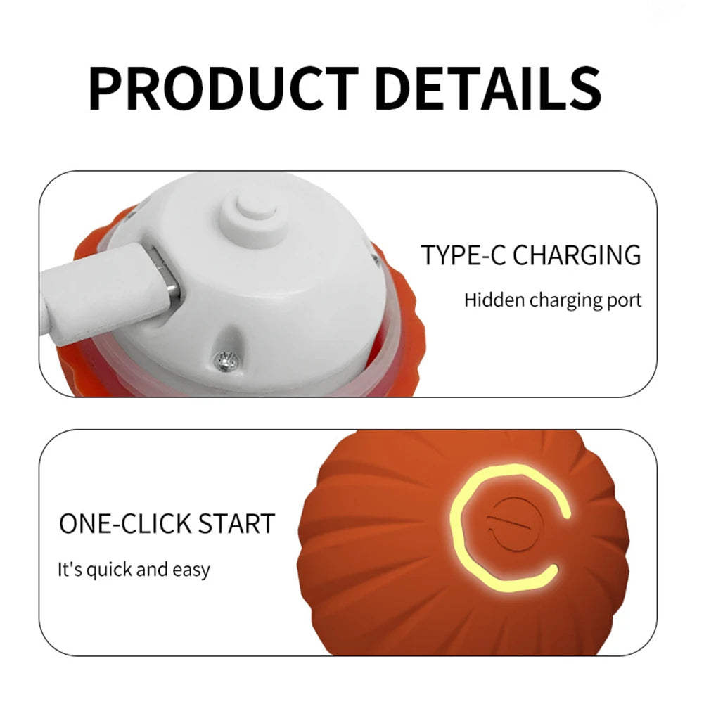 Smart Automatic Moving Bounce Rolling Ball 200mAh Automatic Rolling Cat Toys Electronic Rotating Cat Ball for Kitten Dog Playing