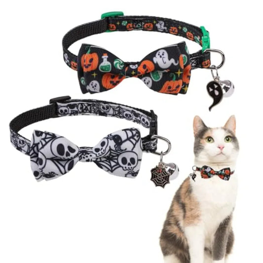 Cat Collar Breakaway Halloween Theme 3 Pack Safety Collars Pet Accessory for Outdoor and House Cats Kittens White Black