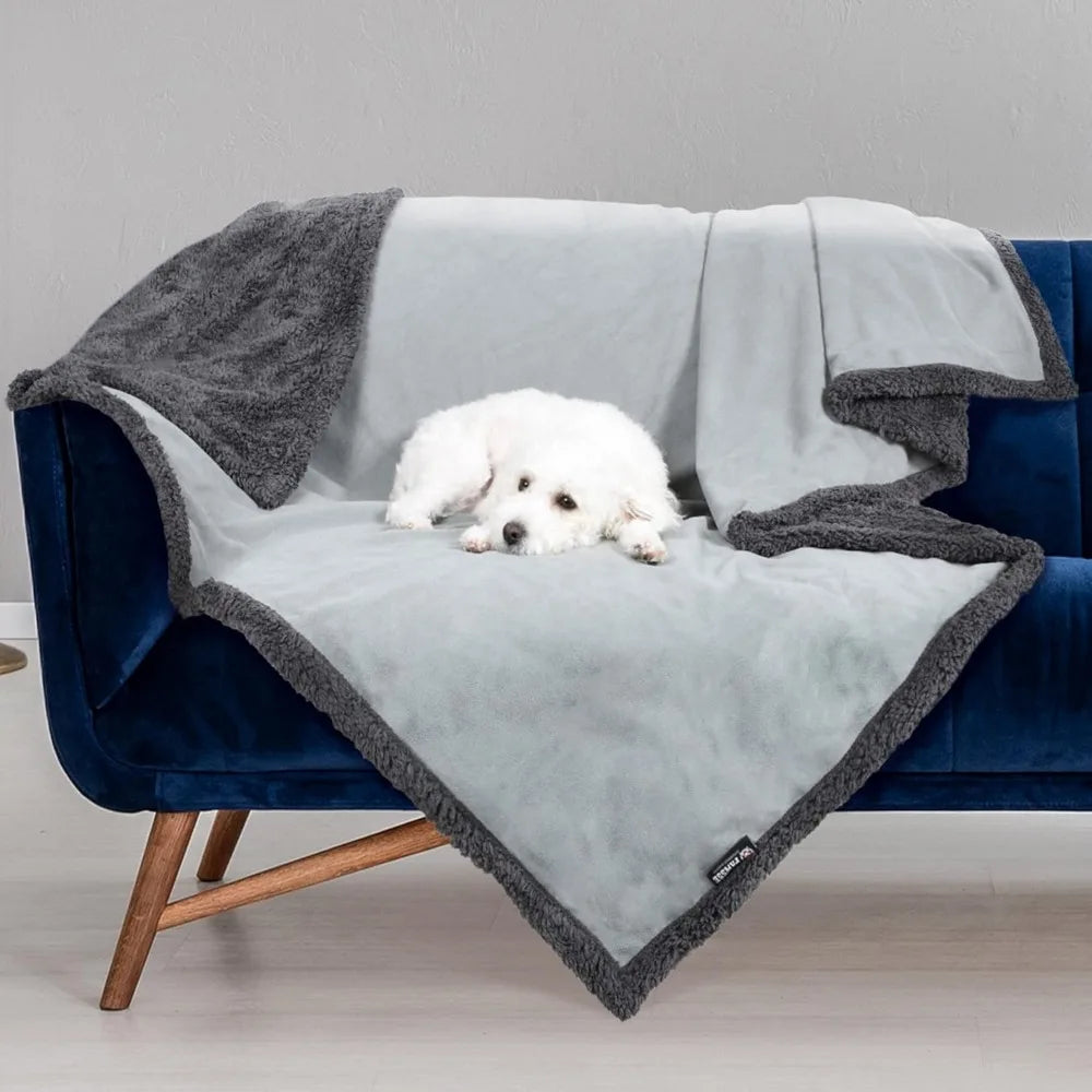 Waterproof Dog Blanket,Premium Pet Puppy Cat Soft Fleece Sherpa Throws Blanket Cushion Mat for Car Seat Furniture Protector Cove