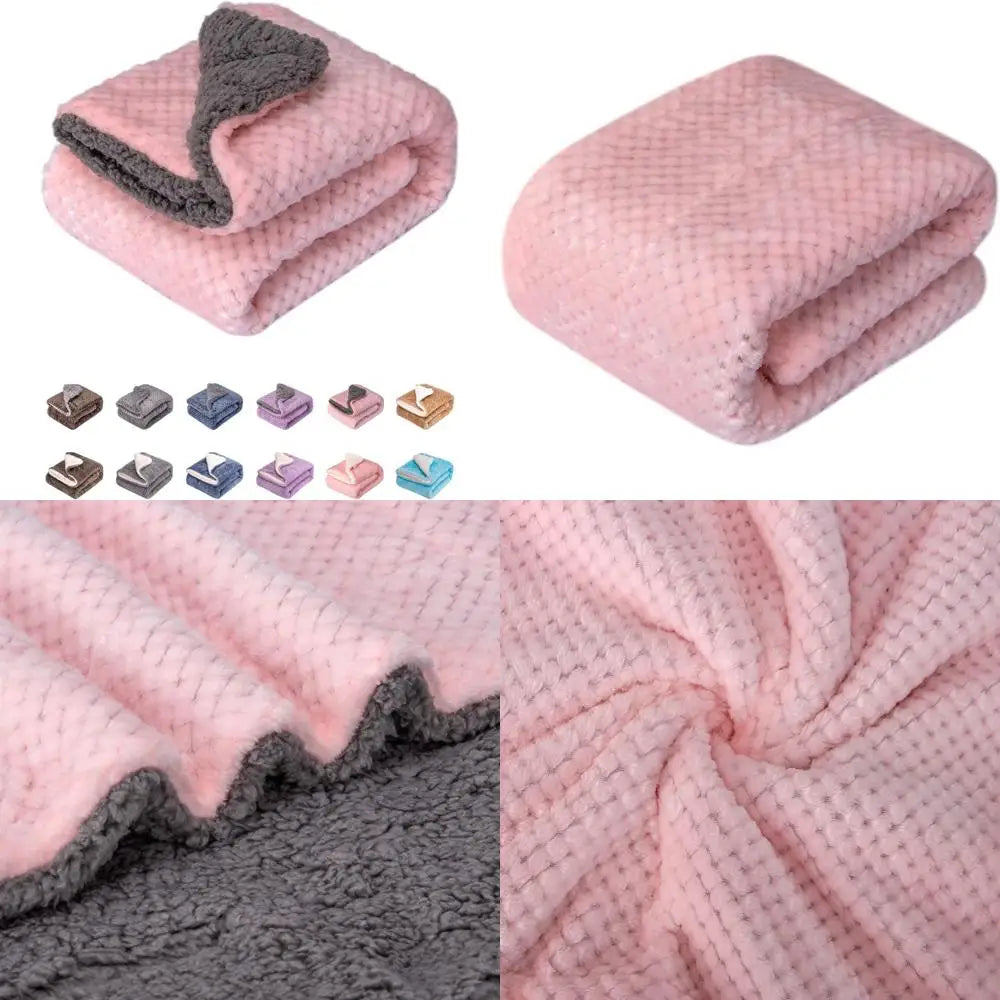 DG Plush Fleece Receiving Blanket for Dog, Cat, Pet - Warm & Soft, Couch, Sofa, Travel & Outdoor, Camping (24" x 32"), Baby Pink
