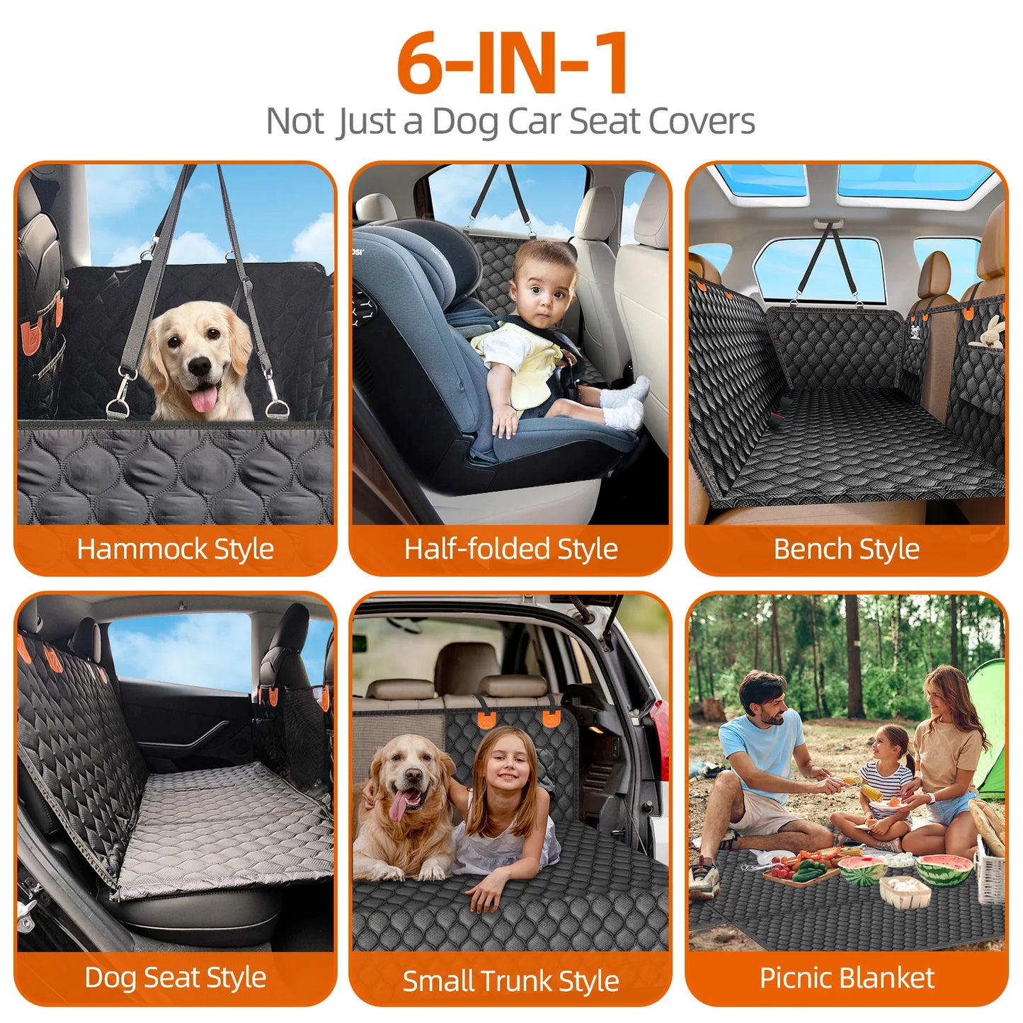 Back Seat Extender for Dogs Holds 400LBS Non-Slip Dog Car Seat Cover for Backseat Hardbottom Waterproof  for Car Universal Size