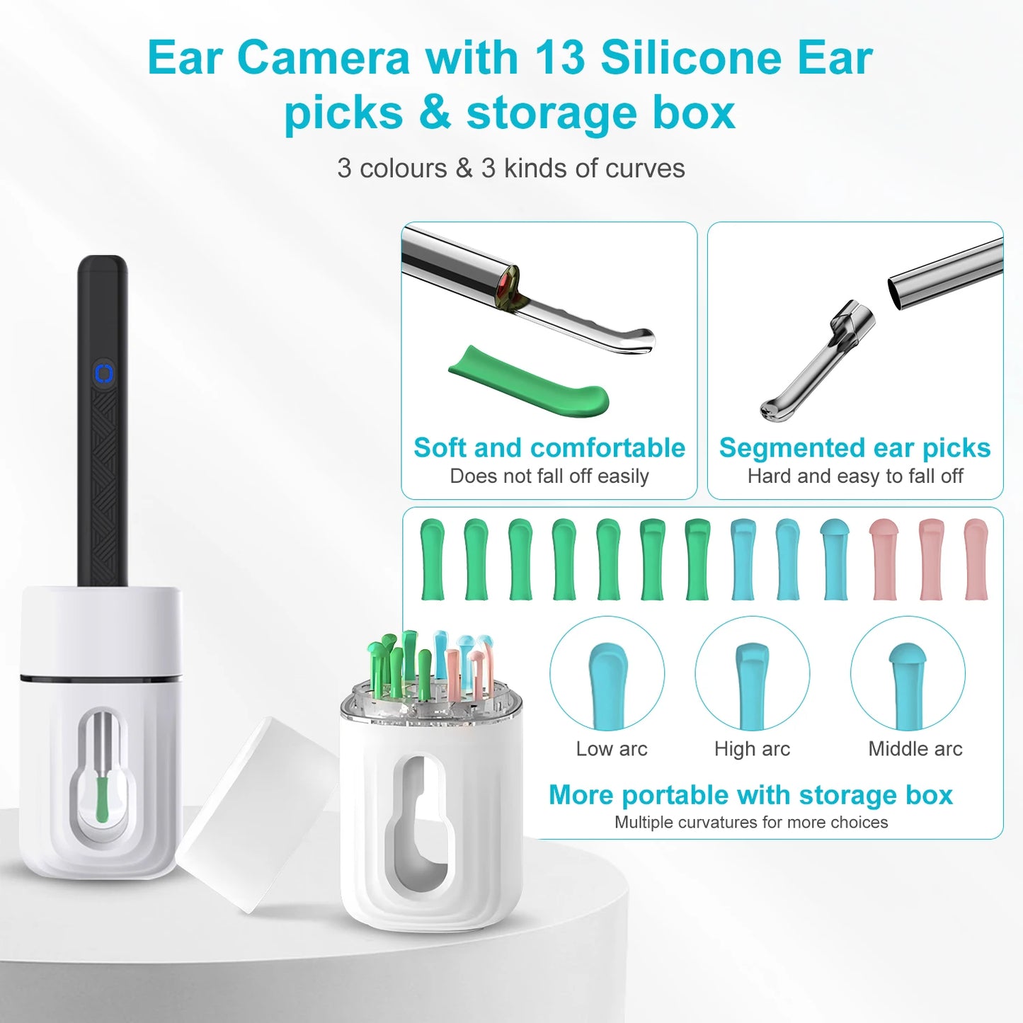 Ear Wax Removal, Ear Cleaner with 1080P Camera Earwax Remover Tool with 8Pcs Ear Canal Tools&6 Soft Ear Spoons for iOS & Android