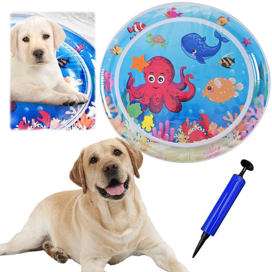 Interactive Sensory Play Mat with Air Pump Summer Cooling Pad Cat Water Sensor Play Mat for Indoor Cats