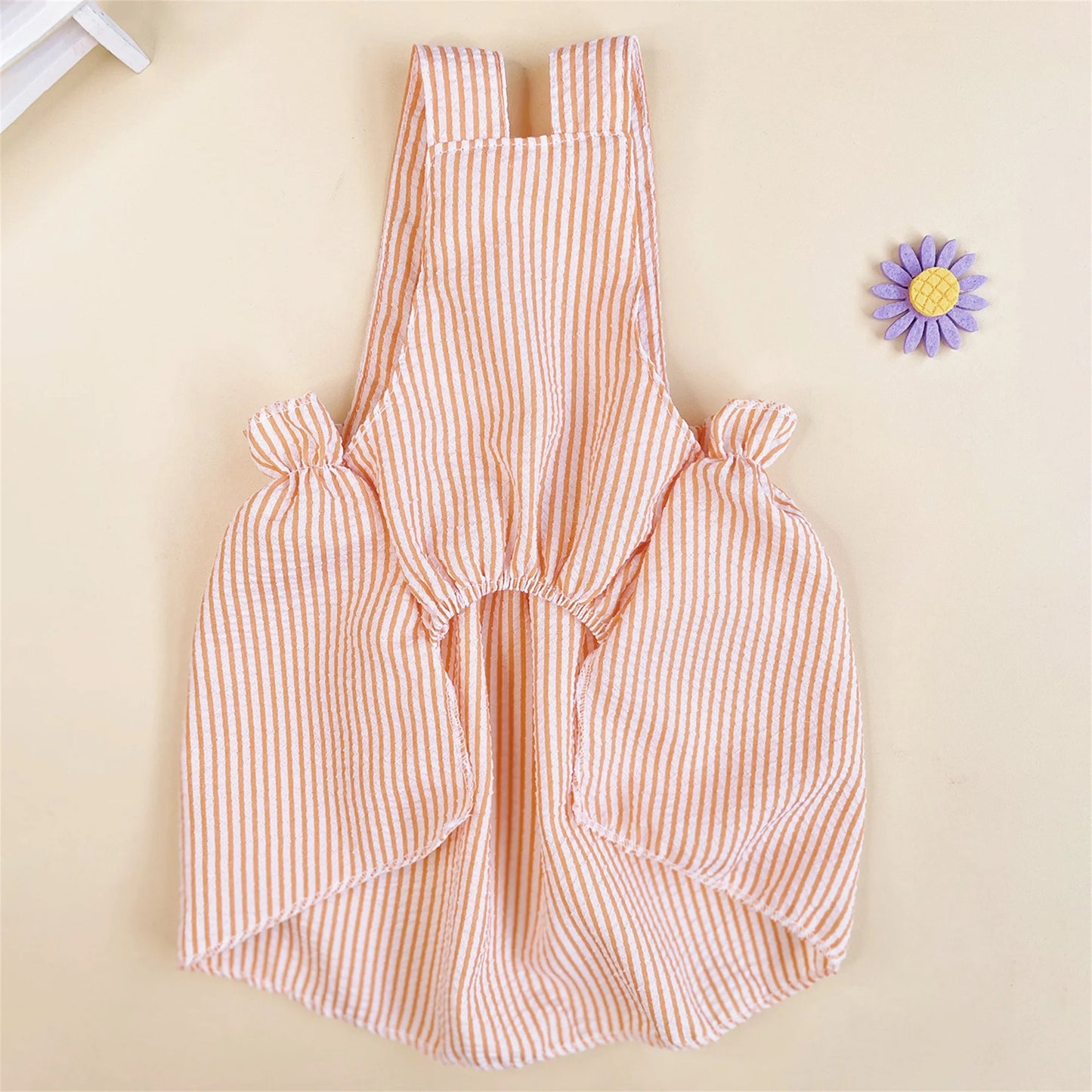 Cute Floral Print Sleeveless Dog Dress with Bowknot Summer Princess Pet Clothes for Puppy and Kittens Fashionable Striped Cat