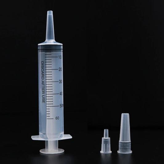 60ml Measuring Syringe Glue Filling Enema Syringe Nutrient Sterile Without Needle Watering Refilling for Industrial Hydroponics