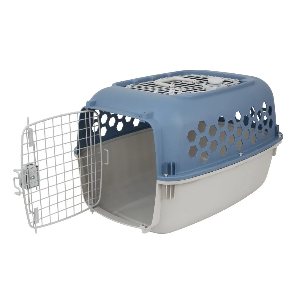 Multicolored 24 Inch Plastic Double Door Dog Cat Kennel Top Opening Portable Heavy Duty Durable Ventilated Carrier Travel