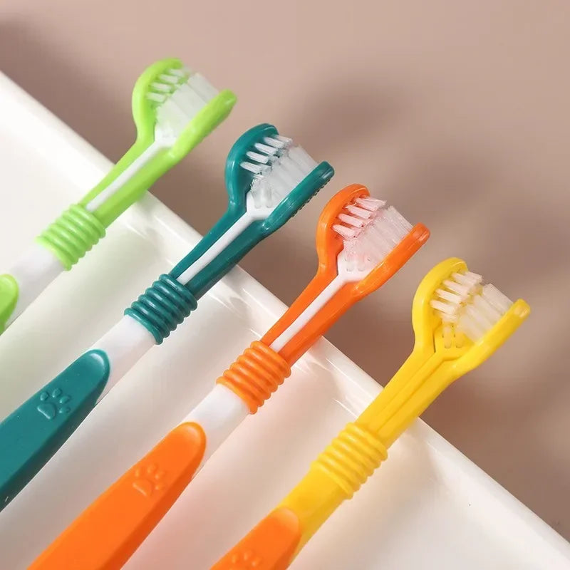 3-Sided Pet Toothbrush Dog Plastic Toothbrush Removing Bad Breath Tartar Cleaning Mouth Pet Dental Care Cat Cleaning Mouth