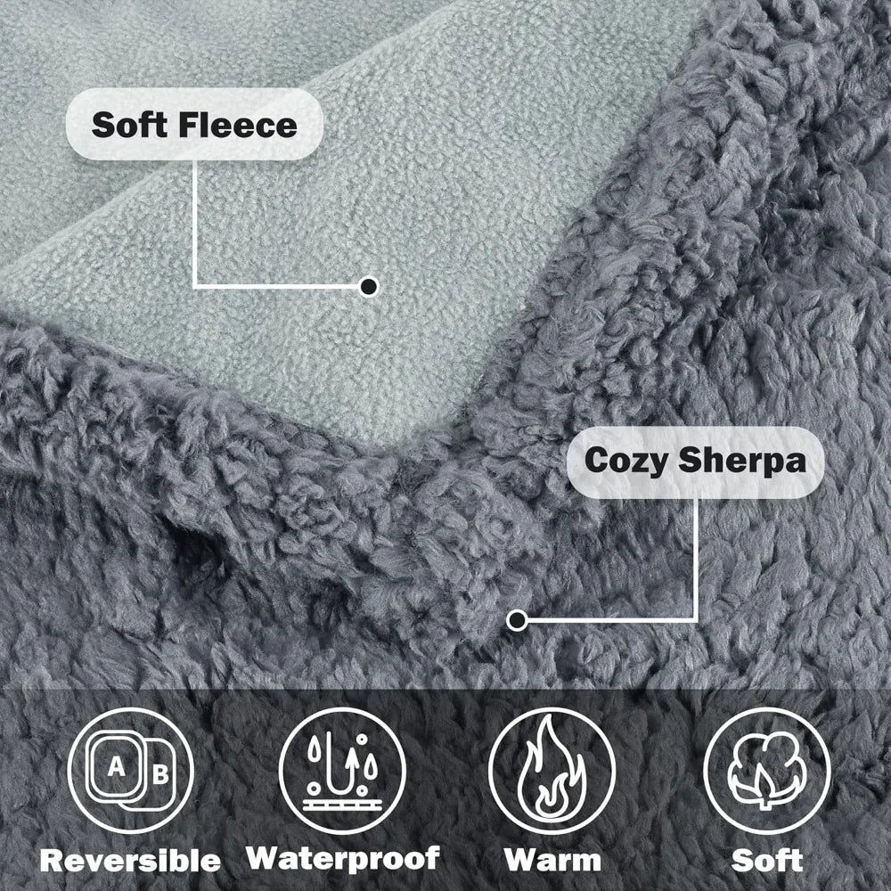 Waterproof Dog Blanket,Premium Pet Puppy Cat Soft Fleece Sherpa Throws Blanket Cushion Mat for Car Seat Furniture Protector Cove