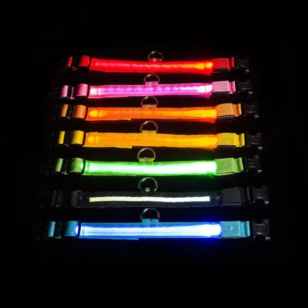 Factory Wholesale Light  Dog Collar Manufacturers  Nylon Led Dog Collar Leash Training collar for a dog Small dog collar Pet id