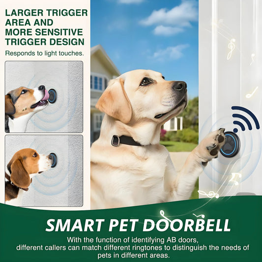 Wireless Dog Doorbell for Potty Training | 1000ft Range & IP65 Weatherproof | Gentle Nose Tap Buttons + Customizable Alerts
