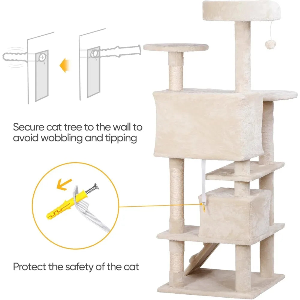 Nova Microdermabrasion 54 in Cat Tree Tower for Indoor Cats Multi-Level Cat Condo Cat Bed Furniture with Scratching Post Kittens