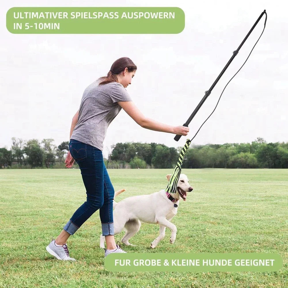 Interactive Dog Toys Extendable Flirt Pole for Small Large Dogs Chase Drag Chew Rope Toy Outdoor Training Exercise Entertainment