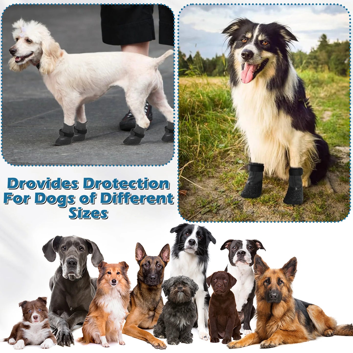 4pcs Rubber Wide Application Dog Shoes Suitable For Various Outdoor Activities No Loosing Rainy Days L