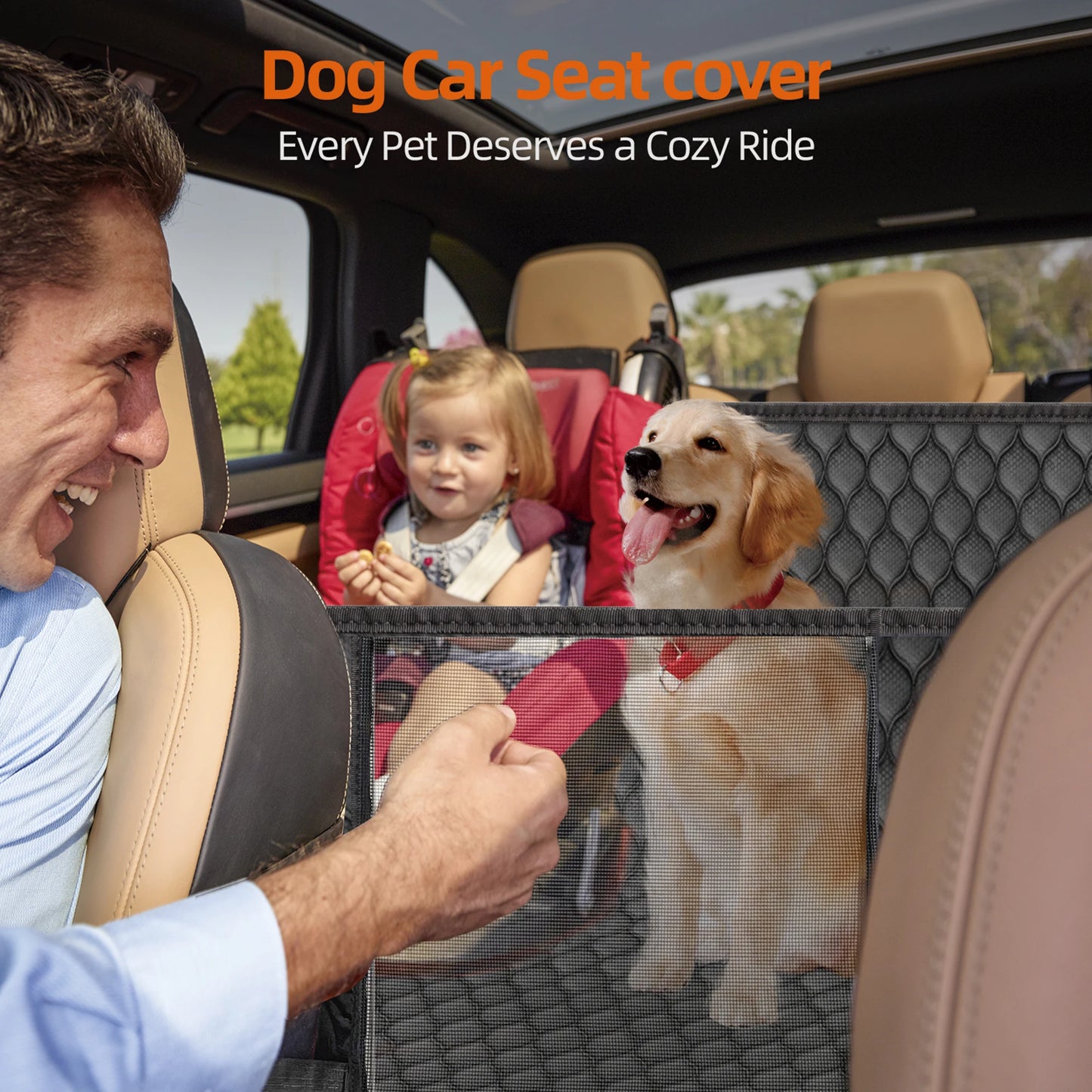Back Seat Extender for Dogs Holds 400LBS Non-Slip Dog Car Seat Cover for Backseat Hardbottom Waterproof  for Car Universal Size