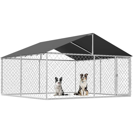 Outdoor Dog Enclosure Heavy Duty Dog Kennel House Mesh Dog Big Cage Pet Kennel Steel Fence with Secure Lock
