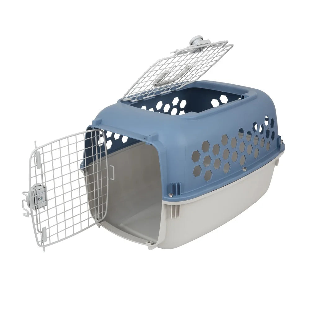 Multicolored 24 Inch Plastic Double Door Dog Cat Kennel Top Opening Portable Heavy Duty Durable Ventilated Carrier Travel