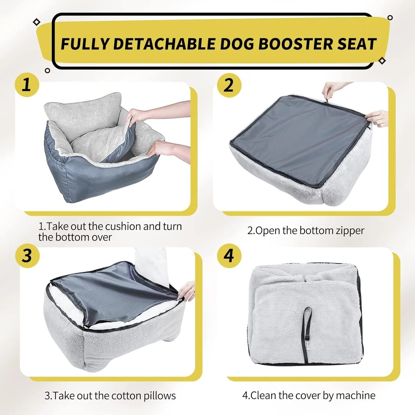 Dog Car Seat for Small Dogs, Washable Soft Dog Booster Seats for Small Pets Under 25 lbs, Portable Dog Carseat Travel Bed