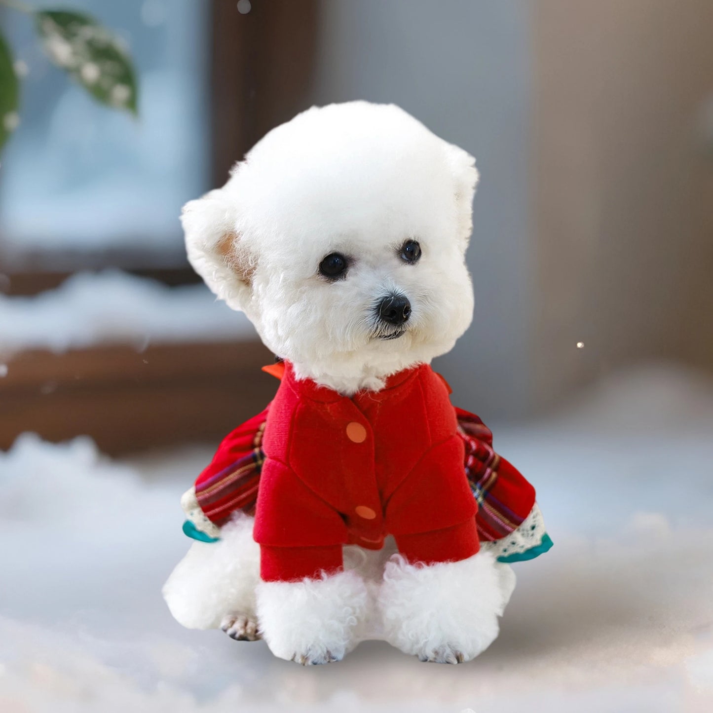 Christmas Dog Costume with Santa Hat and Jingle Bell Collar Festive Pet Holiday Outfit for Small Dogs and Cats