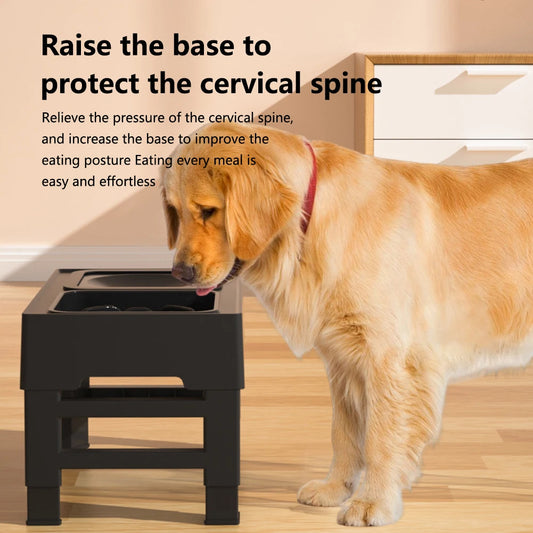 Elevated Dog Food Slow Feeder 4 Adjustable Heights Raised Dog Bowl Stand with Stainless Steel Bowls Anti Slip Dog Water Bowl