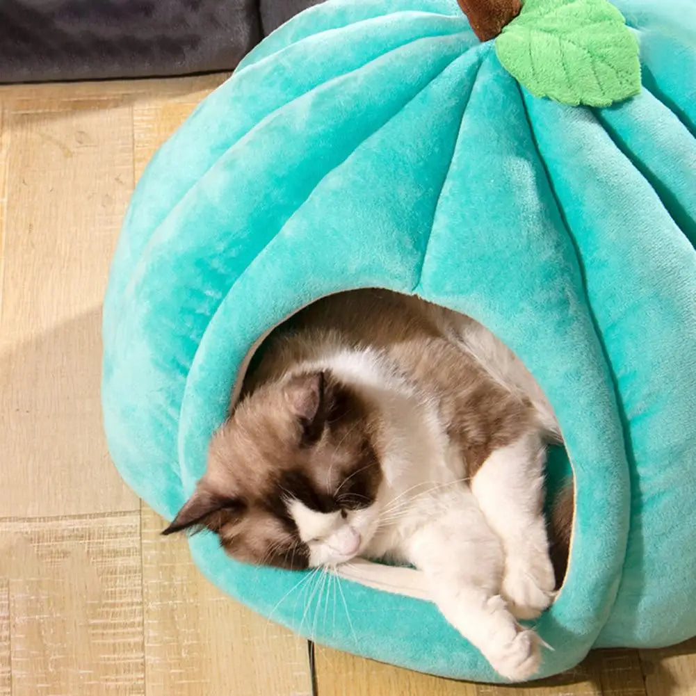 Semi-Enclosed Pet Bed Comfort Stable Anti-Slip Pumpkin Pet Tent Cat House Soft And Cozy Pet Bed For Small Medium Dogs Cats