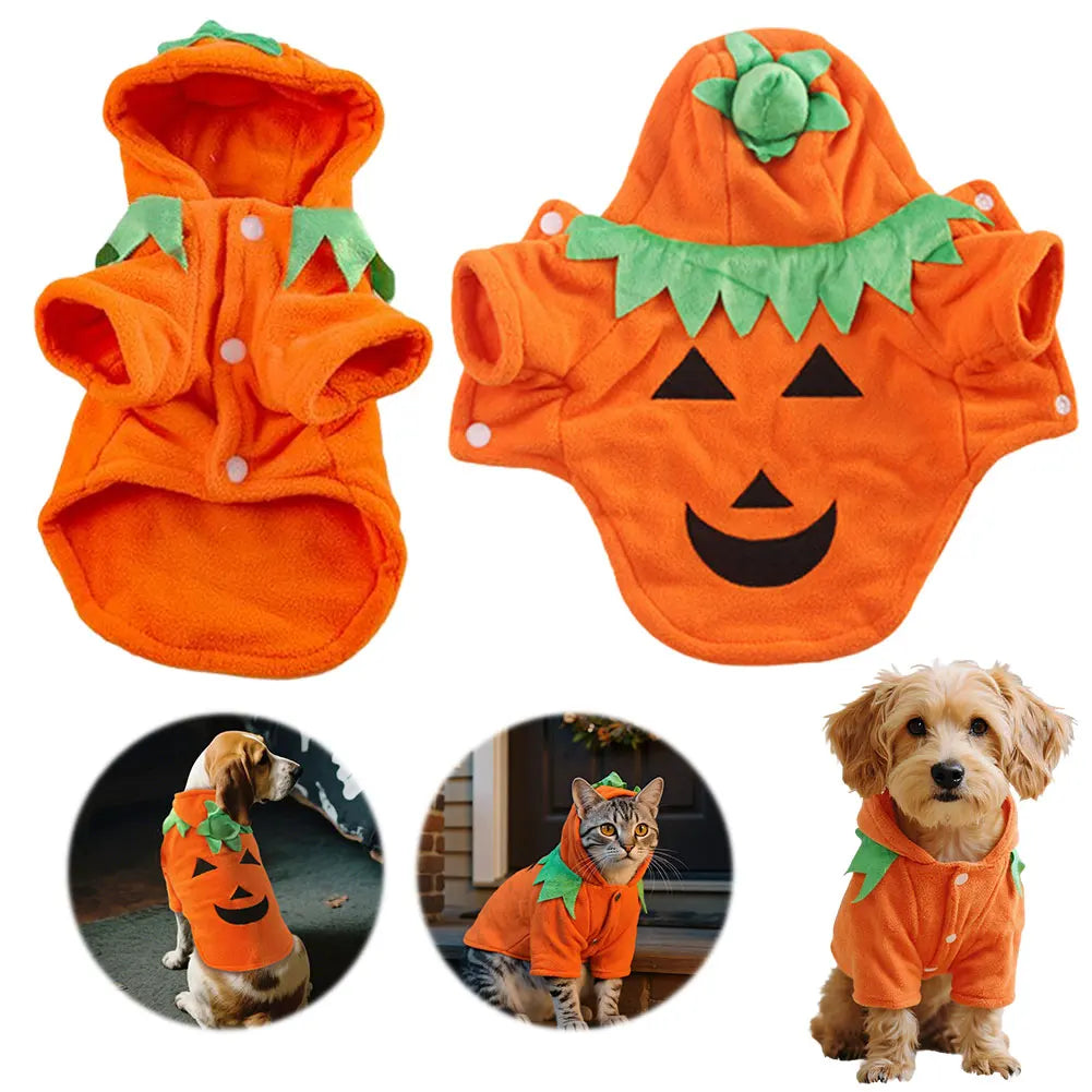 Halloween Cute Warm Pumpkin Dog Costume Pumpkin Costume Pet Cosplay Costume for Pet Dog Cat