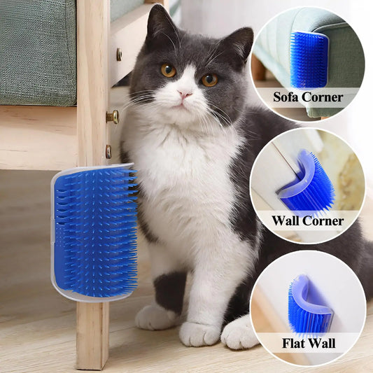 1 Piece for Fox and Cat Self-Cleaning Comb, Corner Massage Comb, Pet Self-Cleaning Massager and Comb, Cat and Dog Corner Scraper - Can Be Installed on Corner and Plane, Suitable for Cats with Large and Thick Hair, Washable Sc