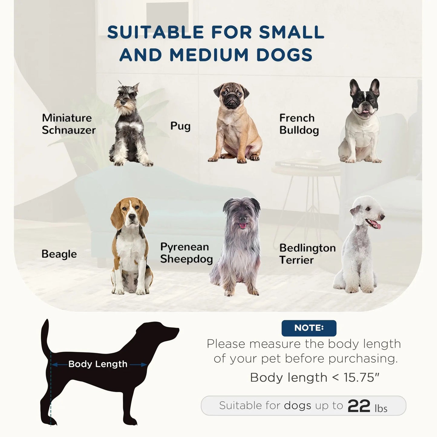 For  Elevated Dog Bed with Storage Space Soft Cushion for Small to Medium Pets Navy Blue