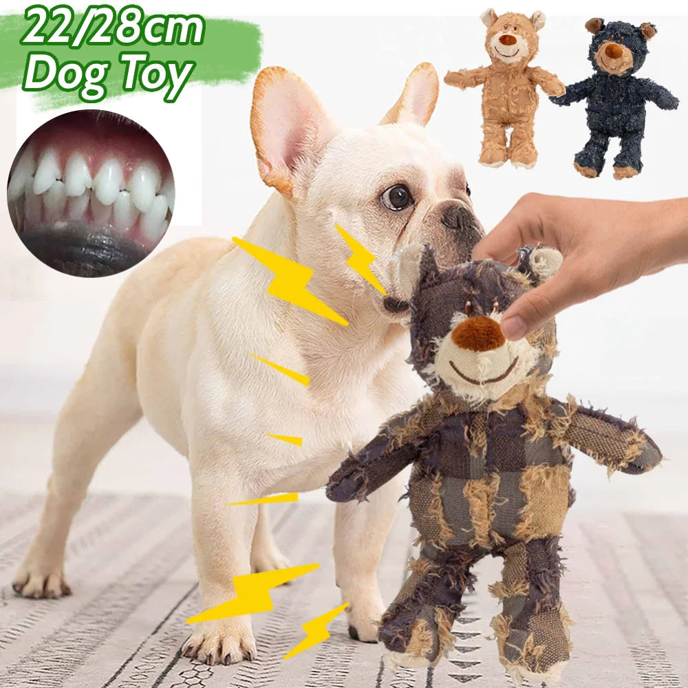 Squeaky Plush Bear Toy Indestructible Dog Toys Interactive Plush Dog Toys for Small Medium Large Dogs
