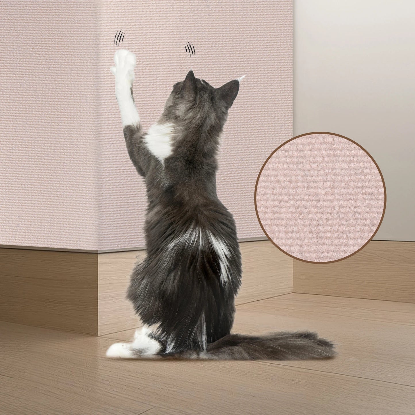 2Pcs Cat Scratching Mat Furniture Protector Trimmable DIY Cat Scratching Pad Self-Aadhesive for Couch Sofa Furniture Protect