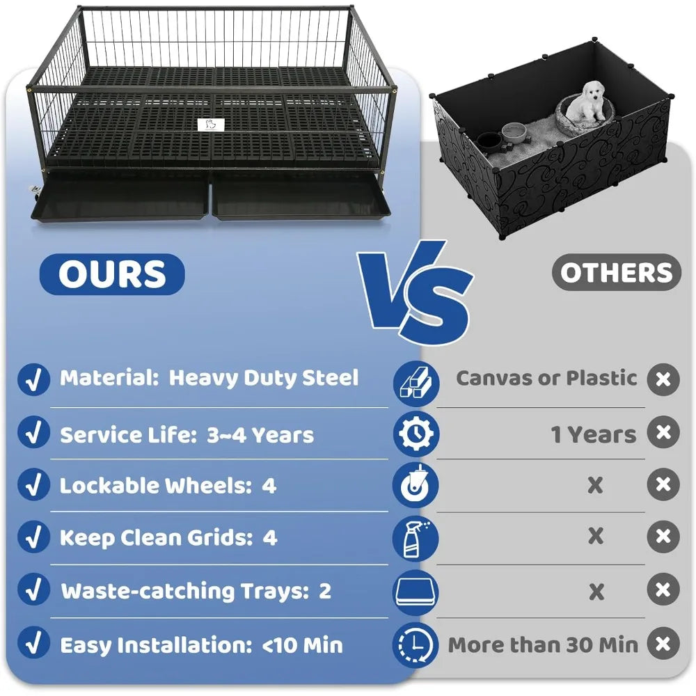 43" Dog Whelping Box for Puppies, Heavy Duty Metal Whelping Box for Small Breed Dogs with Washable Plastic - Free Delivery