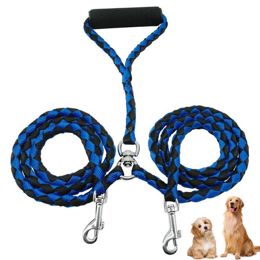 Double Head Pet Leash Dual Dog Lead Braided PP Rope Leash for Small Medium Large Dogs Walking Training