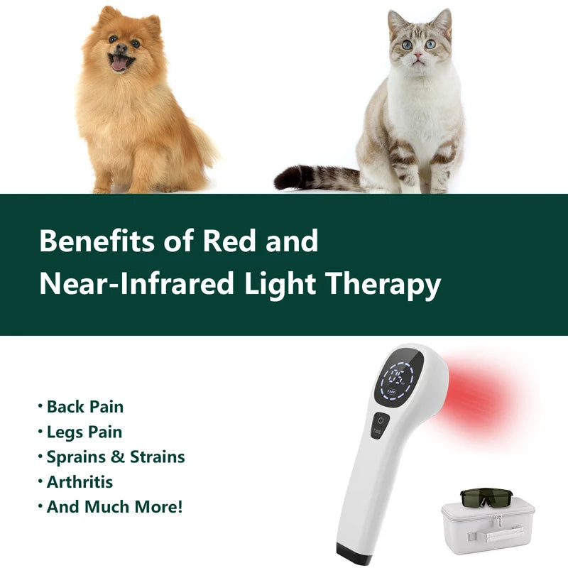 Handheld Laser Therapy for Dogs 2*808nm Laser Diode Red Light Therapy for Pain Relief&Wound Healing&Joint/Muscle Stiffness