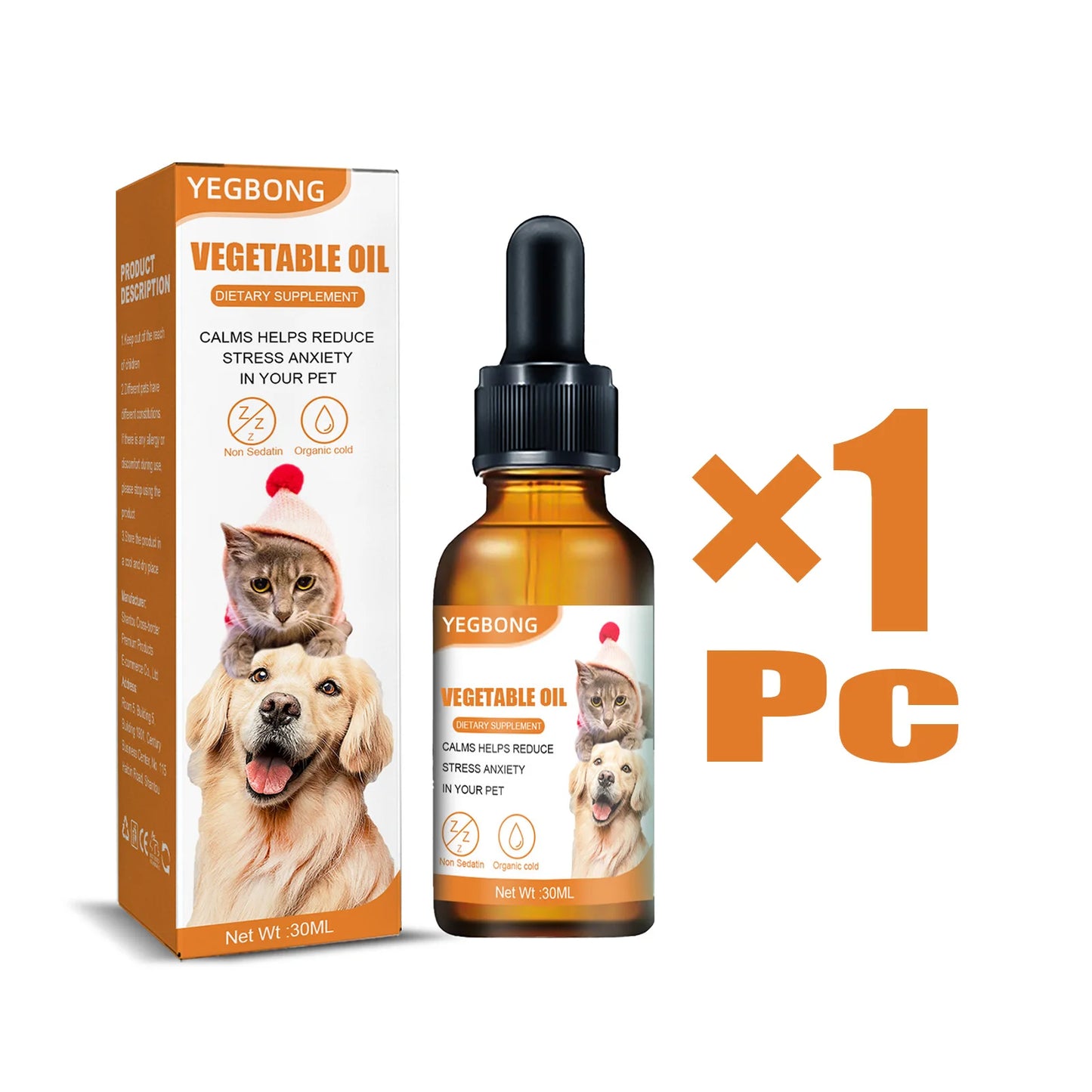 30ml Dog Calming Drops Natural Essence Pet Relief Anxiety Stress Experience Skin Health Enhance Vitality Pet Nutrition Supplies