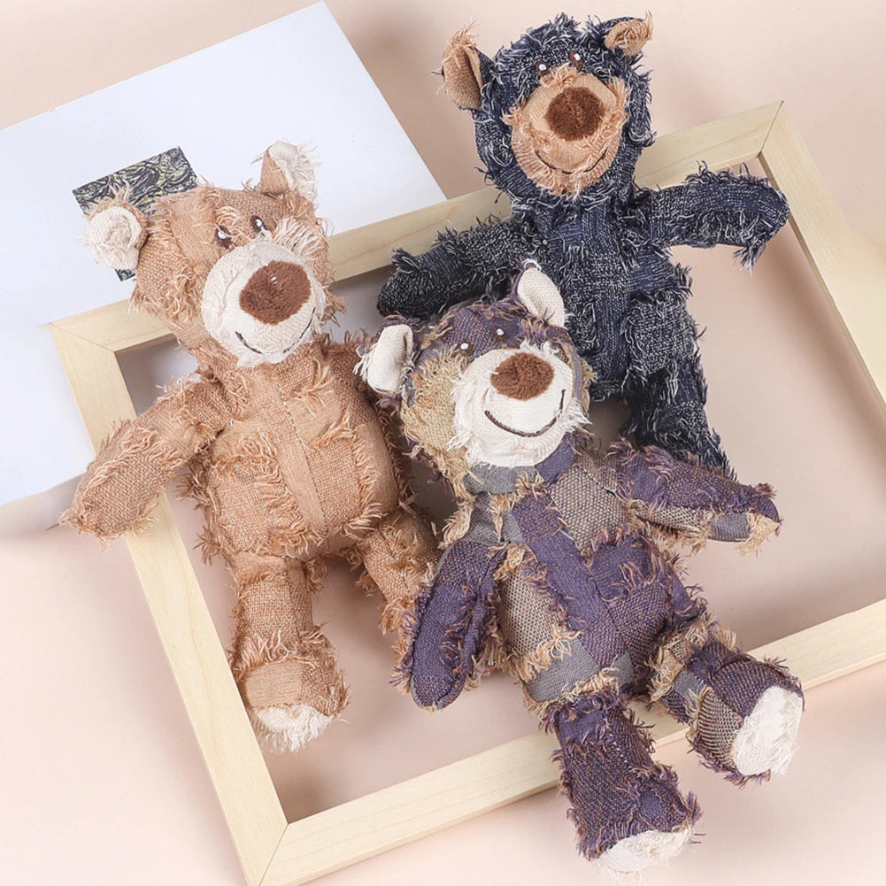 Squeaky Plush Bear Toy Indestructible Dog Toys Interactive Plush Dog Toys for Small Medium Large Dogs