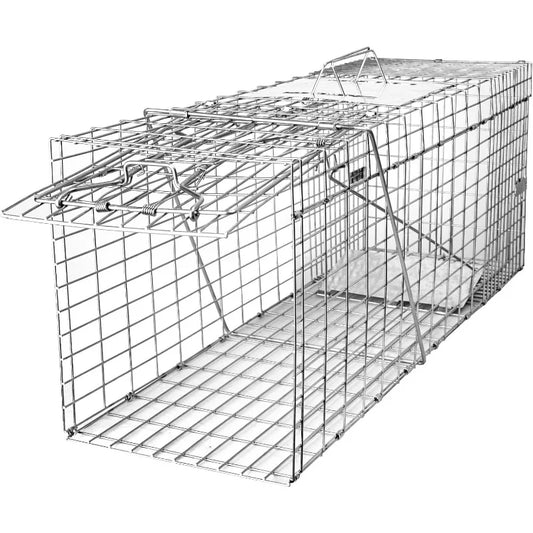 32" Live Animal Cage Trap, Heavy Duty Folding Raccoon Traps, Humane Cat Trap for Stray Cats, Raccoons, Squirrel, Skunk, M