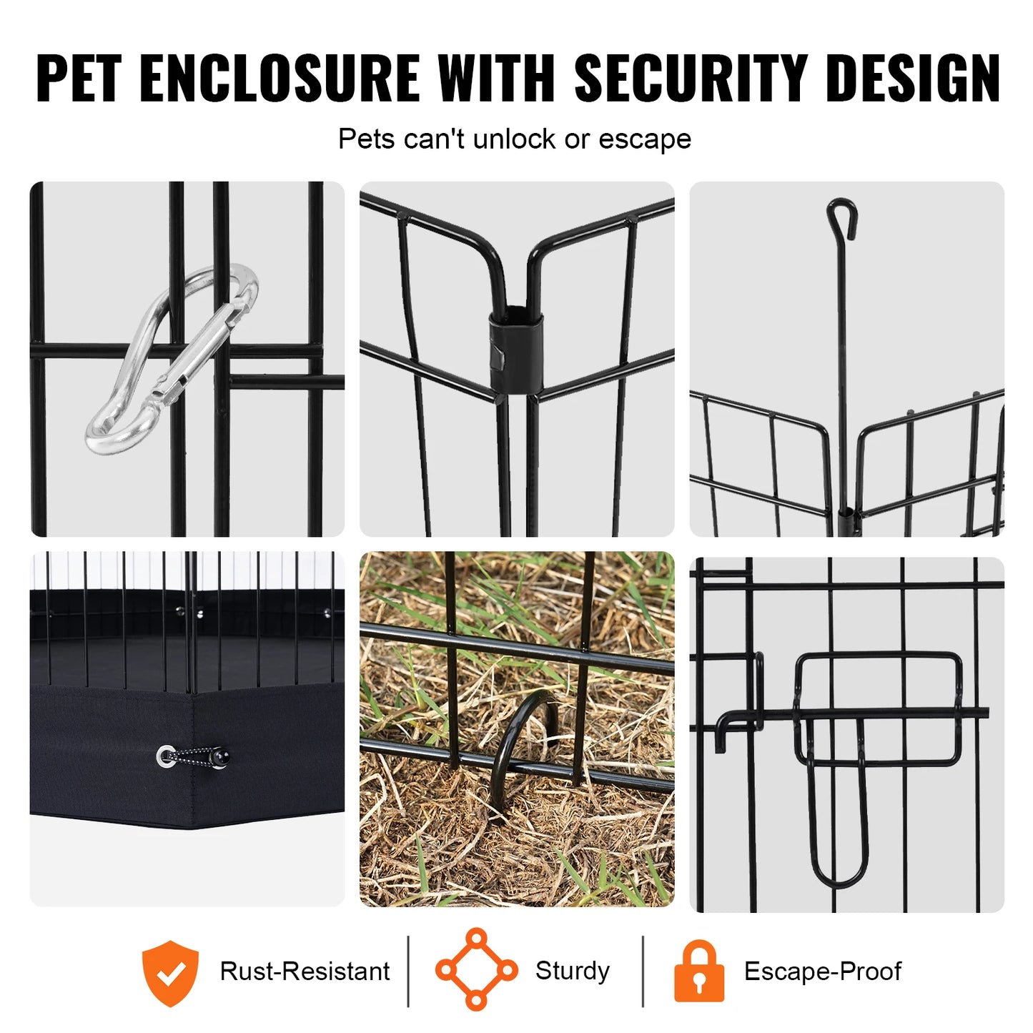 VEVOR Dog Playpen Foldable Metal Pet Exercise Pen Dog Fence Indoor and Outdoor Pen with Door and 600D Oxford Fabric Pad for Dogs