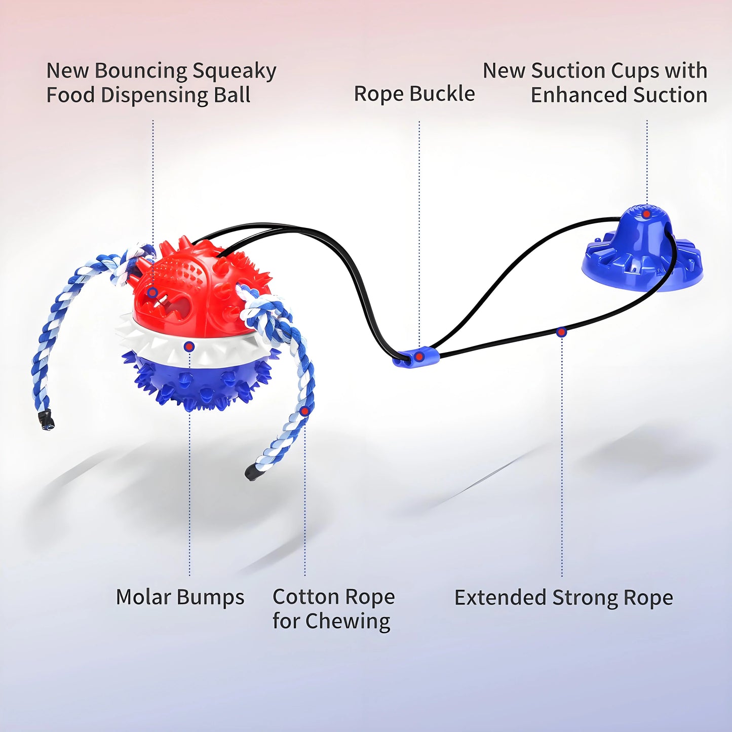 Heavy-Duty Suction Cup Tug Toy for Aggressive Chewers | Near-Indestructible Treat Dispensing Ball