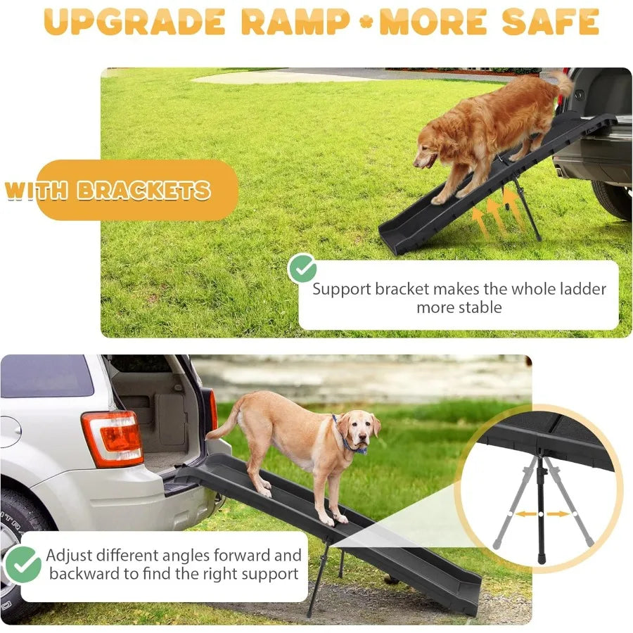 Folding Dog Ramps 62L Portable Pet Ramp for Large Dogs SUV Cars Lightweight Cat Ramp NonSkid Surface Steps for High Bed Stairs
