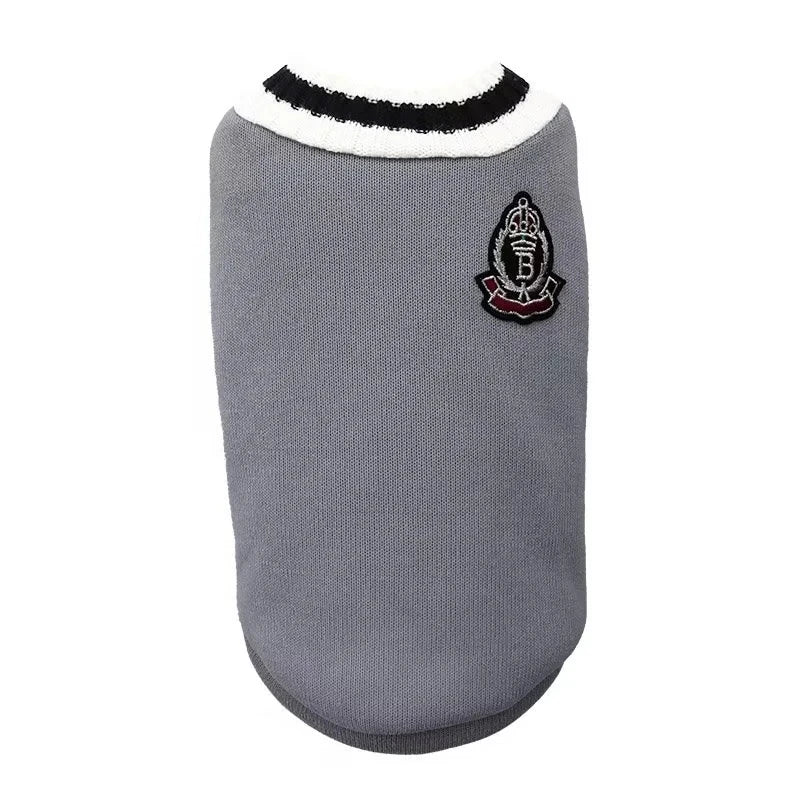 Dog Cat Sweater Preppy Style V-neck Corgi Teddy knitted Vest Pet Puppy Winter Warm Clothes Apperal for Small Medium Big Dogs Cat