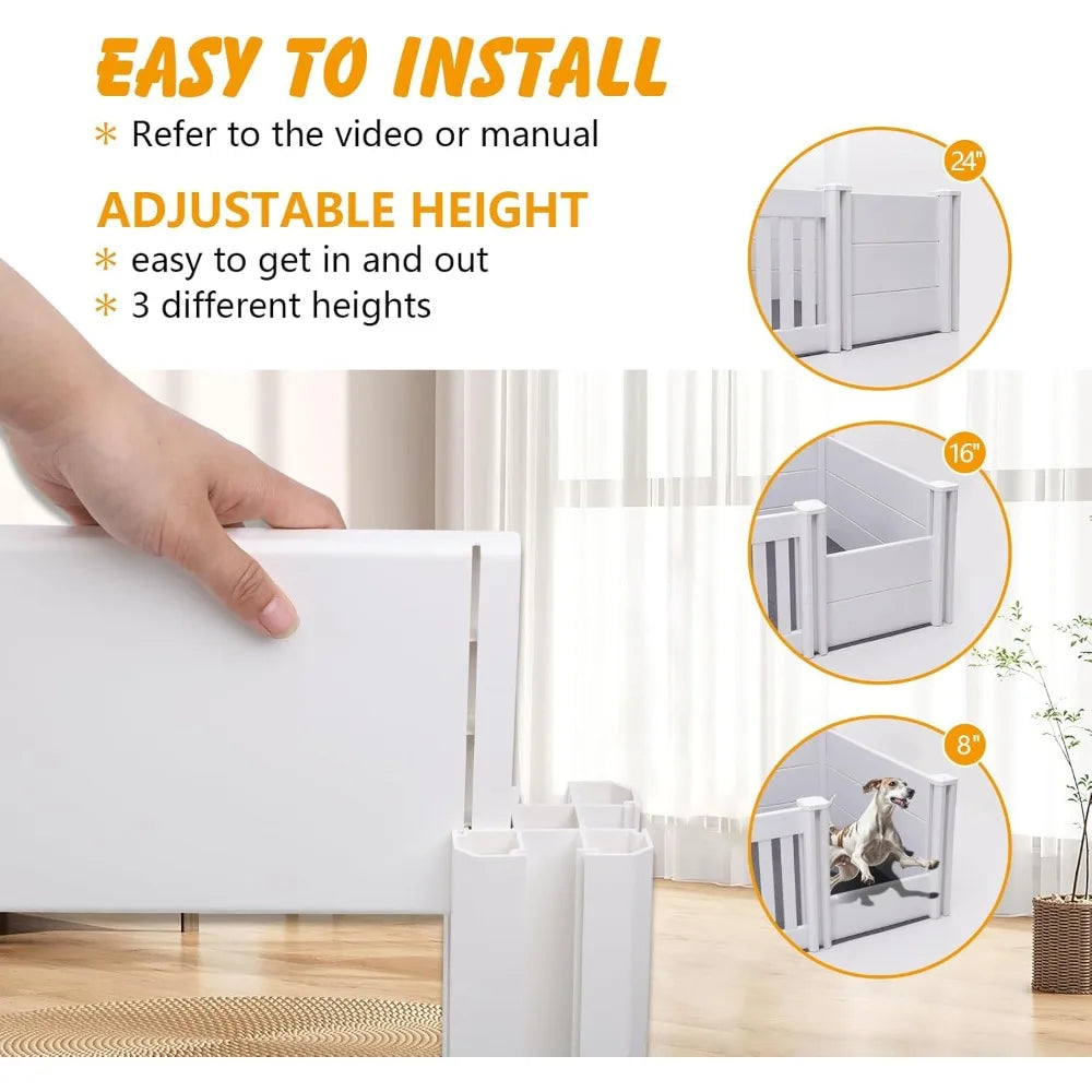 Whelping Box for Dogs,38 × 38 ×19in Whelping Box for Puppies with Adjustable Height Door,PVC Puppy Playpen,Puppy Whelping Suppli