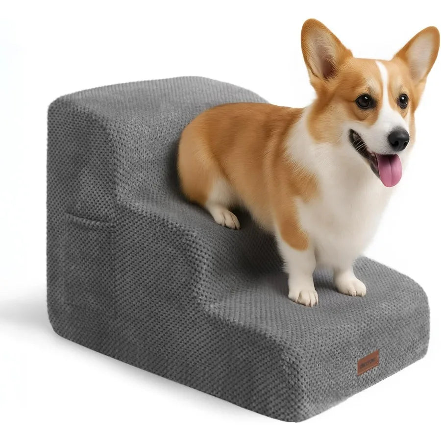 Pet Stairs for Small Elderly Dogs Cats 3Step Dog Ramp NonSlip Surface Soft Washable Cover Portable for Couch Bed Use Ideal for